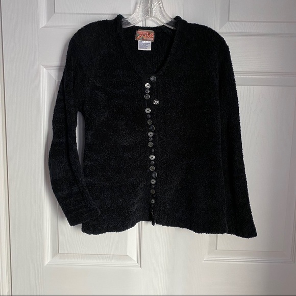APRIL CORNELL BLACK CHENILLE SWEATER - Picture 2 of 9